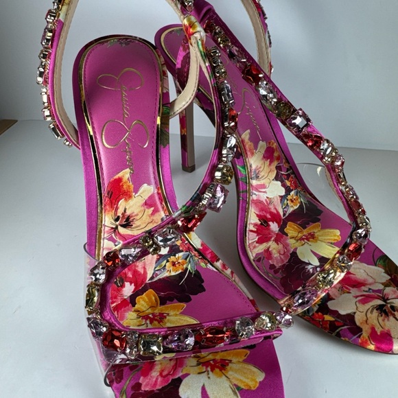 Jessica Simpson Jaycin Pink Floral Sandal Heels Women’s Size 8 - Picture 5 of 12
